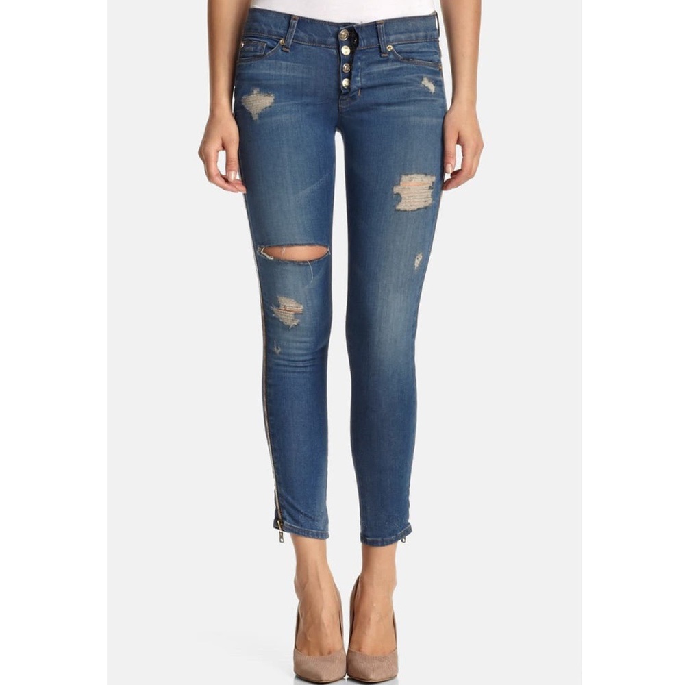 Hudson side Zip Destroyed Crop Skinny Jeans NWT 28